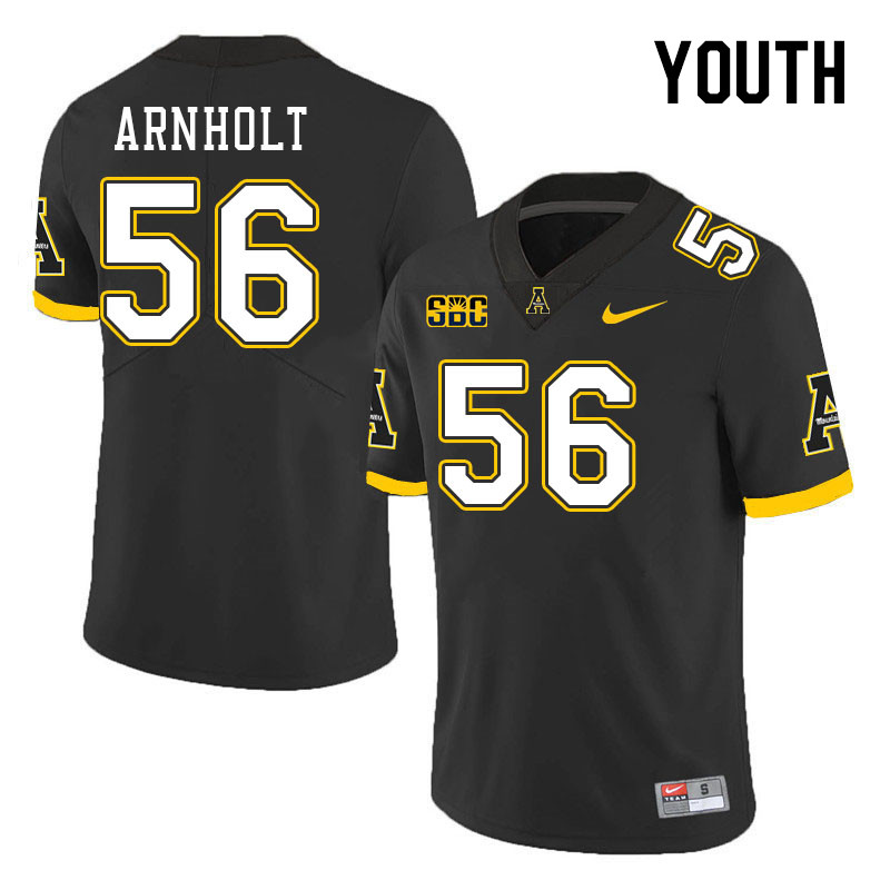 Youth #56 Kyle Arnholt Appalachian State Mountaineers College Football Jerseys Stitched Sale-Black - Click Image to Close